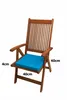 A wooden chair with a blue cushion, shown against a white background with dimensions indicated. Produktbild-Vorschau