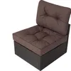 A single brown cushion on a dark gray rattan base, shown from a diagonal angle against a white background. Náhled obrázku produktu