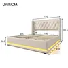 A diagram of a bed with dimensions indicated. Produktbild-Vorschau
