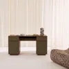 sweeek - Schreibtisch mit Holzdekor und Stoff 2 Türen 2 Produktbild-Vorschau 2