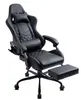 A black gaming chair with a footrest is shown against a white background. Produktbild-Vorschau