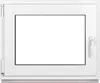 A white window frame with a clear glass pane, shown from the front. Produktbild-Vorschau