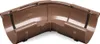 A brown plastic gutter corner piece, shown from a slightly elevated angle against a white background. Produktbild-Vorschau