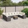 vidaXL 11-tlg. Garten-Sofagarnitur mit Kissen Schwarz Poly Produktbild-Vorschau 2