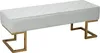 A white upholstered bench with a diamond-stitched pattern on top and gold metal legs. Náhľad obrázku produktu