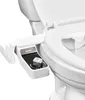 A bidet toilet seat attachment is installed on a toilet bowl. Produktbild-Vorschau
