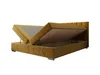 A yellow upholstered bed frame with its storage compartments open, displayed against a white background. Náhled obrázku produktu
