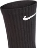 A close-up view of a black Nike sock with the white Nike swoosh logo. Produktbild-Vorschau