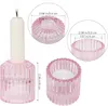 Kerzenständer Glas 3er Set Rosa Stabkerzen Teelichter Produktbild-Vorschau 2
