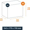 A diagram showing the dimensions of a car battery. Produktbild-Vorschau