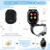 Diagram showing features of a smartwatch and instructions for SIM card activation. Produktbild-Vorschau
