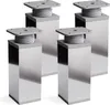 Four modern, square, silver furniture legs with adjustable gray threaded sections and mounting plates are shown against a white background. Produktbild-Vorschau