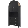 A tall, dark wood cabinet with an arched top and three drawers. Voir les images du produit