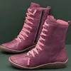 ASKSA Damen Stiefeletten Schnürstiefel Flach Halbschaft Produktbild-Vorschau 3