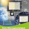 A collage-style marketing image showcasing an LED floodlight under various weather conditions, with text highlighting its features. Náhľad obrázku produktu