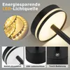Collage of images showing a black LED table lamp with close-ups of its features and components. Náhľad obrázku produktu