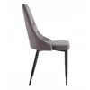 A side view of a gray upholstered dining chair with black metal legs, isolated on a white background. Náhľad obrázku produktu