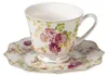 Clayre & Eef Šálek s podšálkem 200 ml Bílý porcelán Květiny Náhled obrázku produktu 1