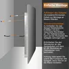 Diagram showing how to mount and connect a mirror to the wall. Produktbild-Vorschau
