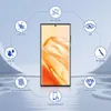 A smartphone screen protector is shown with various feature icons and text surrounding it. Produktbild-Vorschau