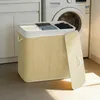 Koszyk na pranie HOMCOM z bambusa z pokrywą, 3 przegródki, Podgląd zdjęcia produktu 2