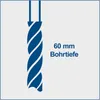 A diagram showing a drill bit with text indicating drilling depth. Produktbild-Vorschau
