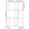 A diagram showing the dimensions of a corner bookshelf. Podgląd zdjęcia produktu