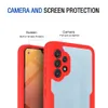 Close-up of a red and clear phone case, highlighting camera and screen protection features. Produktbild-Vorschau