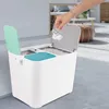 A person is shown discarding trash into a multi-compartment recycling bin in a modern living space. Náhľad obrázku produktu