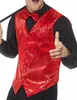 A person wearing a red sequined vest and a bow tie. Podgląd zdjęcia produktu