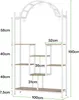 A multi-tiered plant stand with an arched top, featuring dimensions indicated by measurement lines and text. Anteprima dell’immagine prodotto