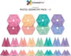 A product shot of Connetix magnetic tiles in pastel colors, arranged in geometric shapes. Anteprima dell’immagine prodotto