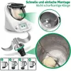 A collage of images showing a food processor, its attachments, and instructions for use. Produktbild-Vorschau
