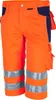 A close-up view of a pair of orange work shorts with navy blue accents and reflective stripes. Produktbild-Vorschau