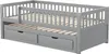 A grey wooden children's bed with a pull-out trundle and two drawers. Produktbild-Vorschau