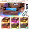 Rund Couchtisch Wohnzimmertisch mit RGB LED & 2 Schubladen Produktbild-Vorschau 4