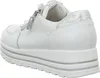 A side view of a white sneaker with a silver accent on the heel and a silver zipper. Anteprima dell’immagine prodotto