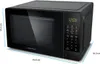A black microwave oven with dimensions indicated by blue lines and text. Anteprima dell’immagine prodotto