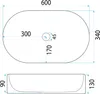 A diagram showing the dimensions of an oval basin. Anteprima dell’immagine prodotto
