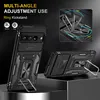 Product image showing a phone case with a ring kickstand, with inset diagrams illustrating its features. Anteprima dell’immagine prodotto