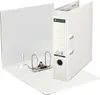 A white Leitz binder is shown open, revealing its internal ring mechanism. The binder is positioned on a white surface. Produktbild-Vorschau