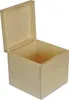 An open, unpainted wooden box with its lid propped open, shown against a white background. Produktbild-Vorschau
