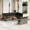 12-tlg. Garten-Sofagarnitur mit Kissen Grau Poly Rattan Produktbild-Vorschau 2
