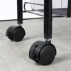 A close-up view of the black casters of a rolling cart. Náhled obrázku produktu