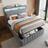 Merax Lit rembourré 140x200 cm avec LED, USB, lit double Voir les images du produit 1