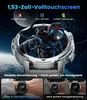 Smartwatch Herren Militär-1000mAh Akku/3 Armbändern mit Produktbild-Vorschau 4