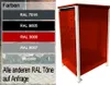 A color chart showing different RAL colors and a red trash bin. Produktbild-Vorschau