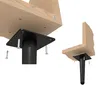 Close-up view of wooden furniture legs being attached to furniture with screws. Produktbild-Vorschau