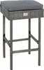 A single bar stool made of polyrattan with a gray cushion. Produktbild-Vorschau