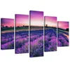 5-teiliges leinwandbild lavendelfeld 150x100 cm Feeby lila Produktbild-Vorschau 1